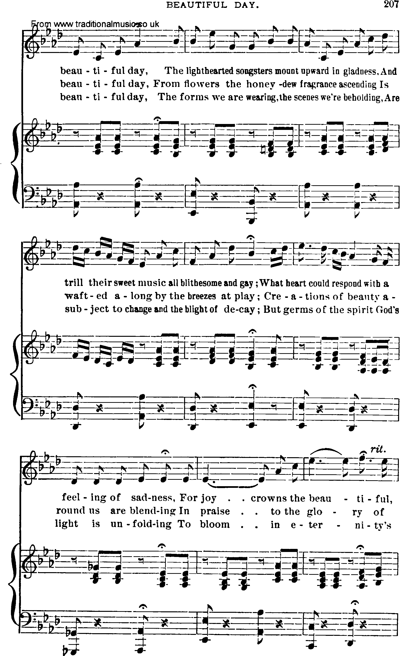 Shaker Music collection, Hymn: Beautiful day, sheetmusic and PDF
