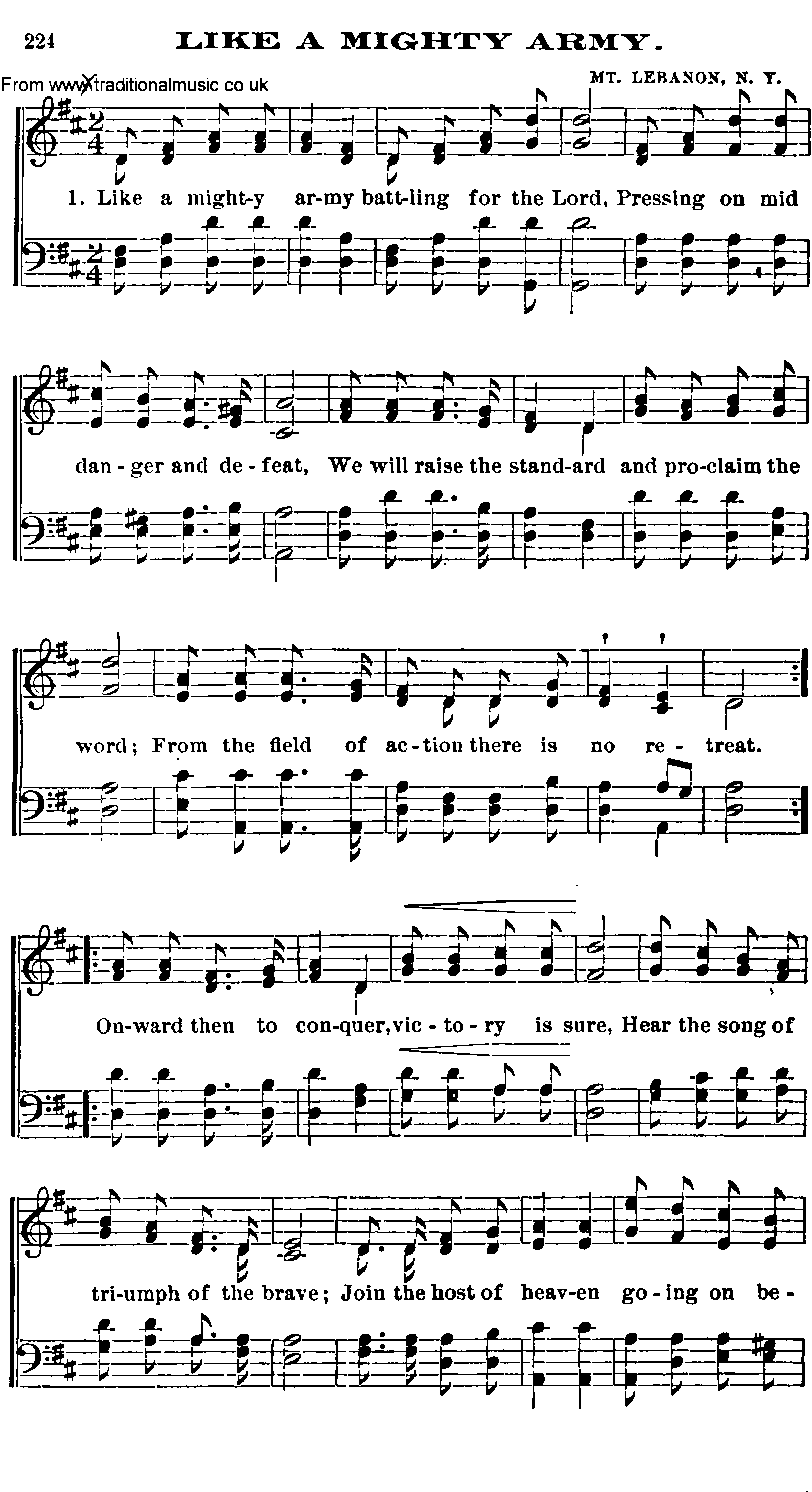 Shaker Music collection, Hymn: like a might army, sheetmusic and PDF