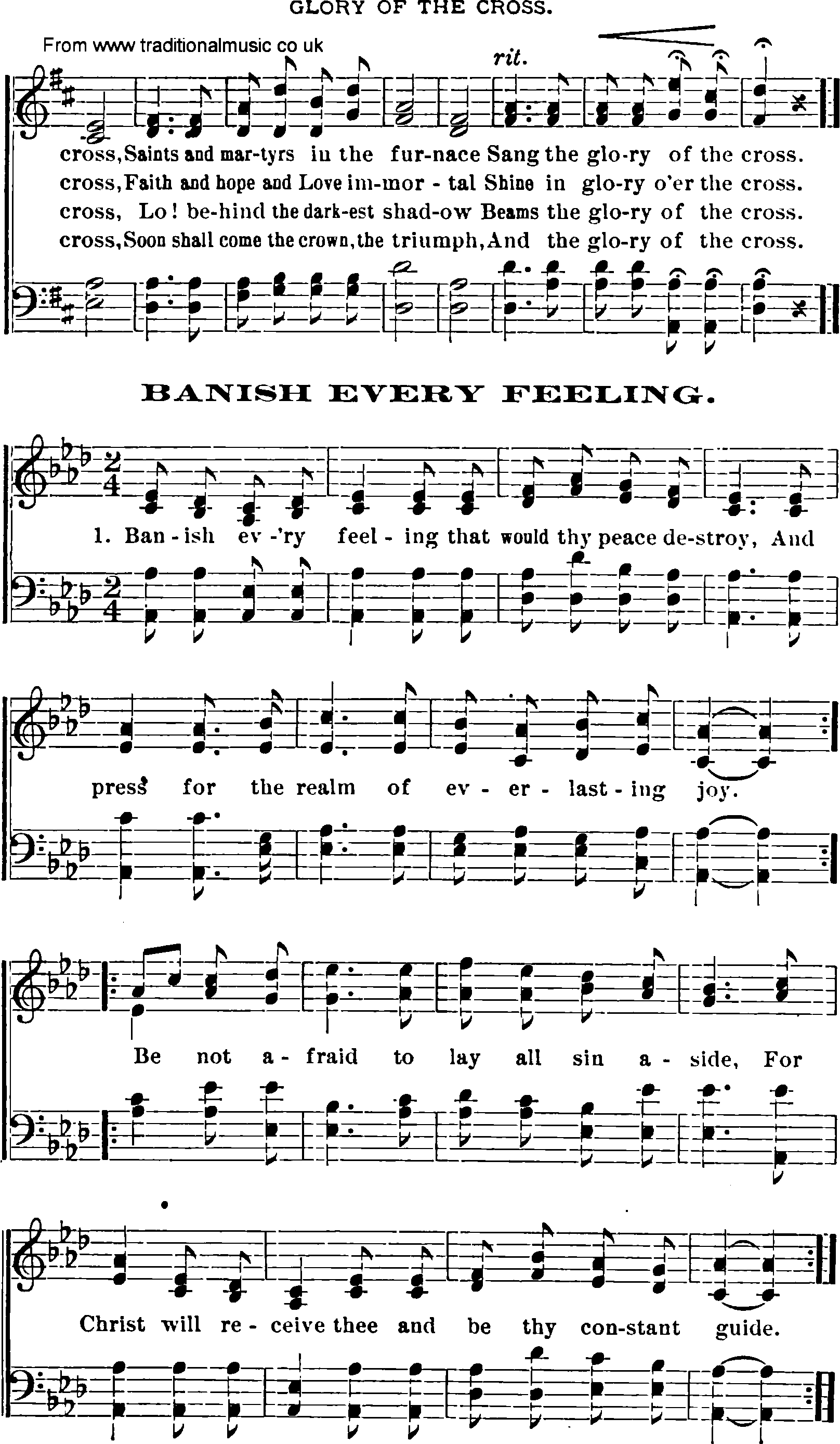 Shaker Music collection, Hymn: banish every feeling, sheetmusic and PDF