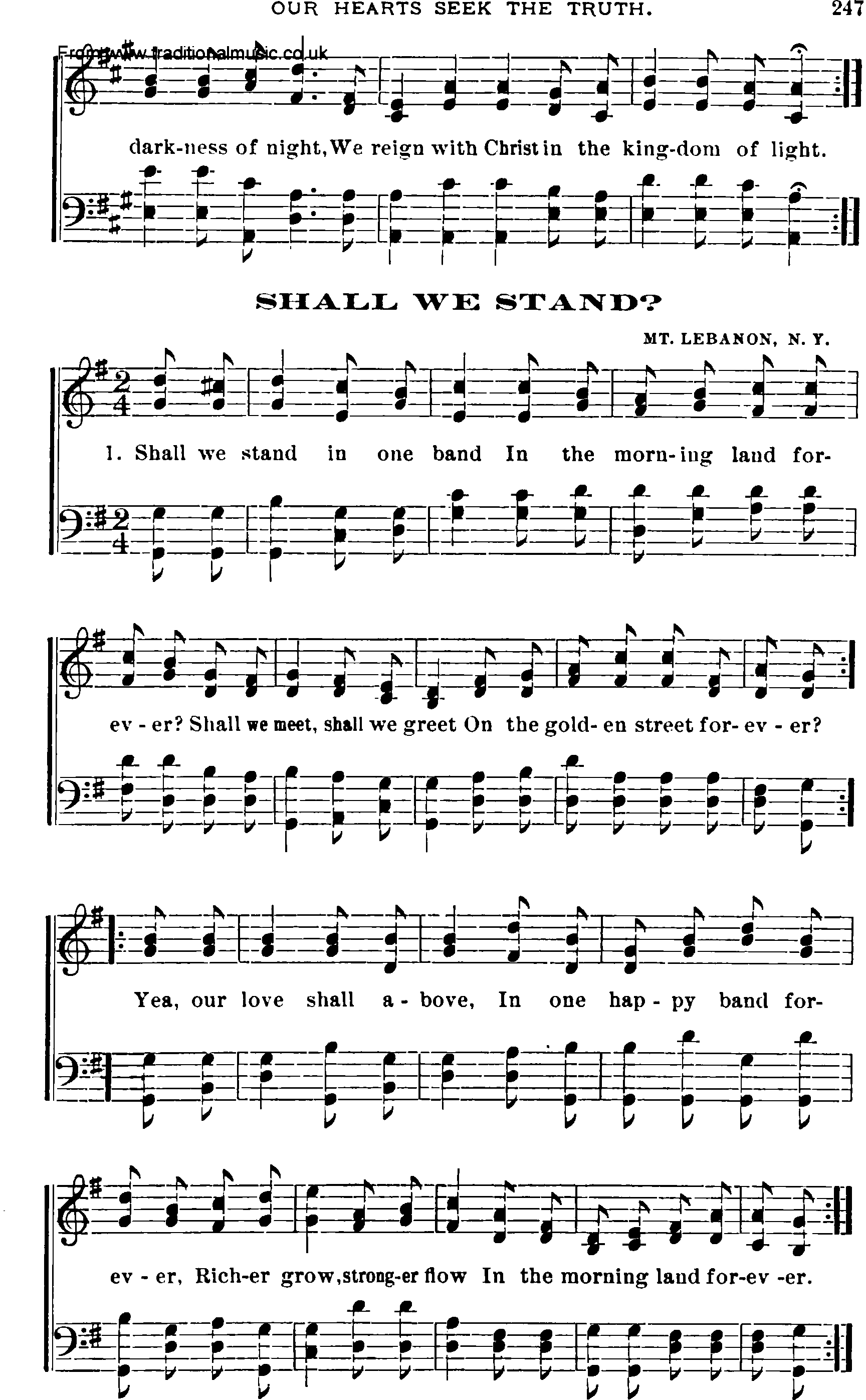Shaker Music collection, Hymn: shall we stand, sheetmusic and PDF