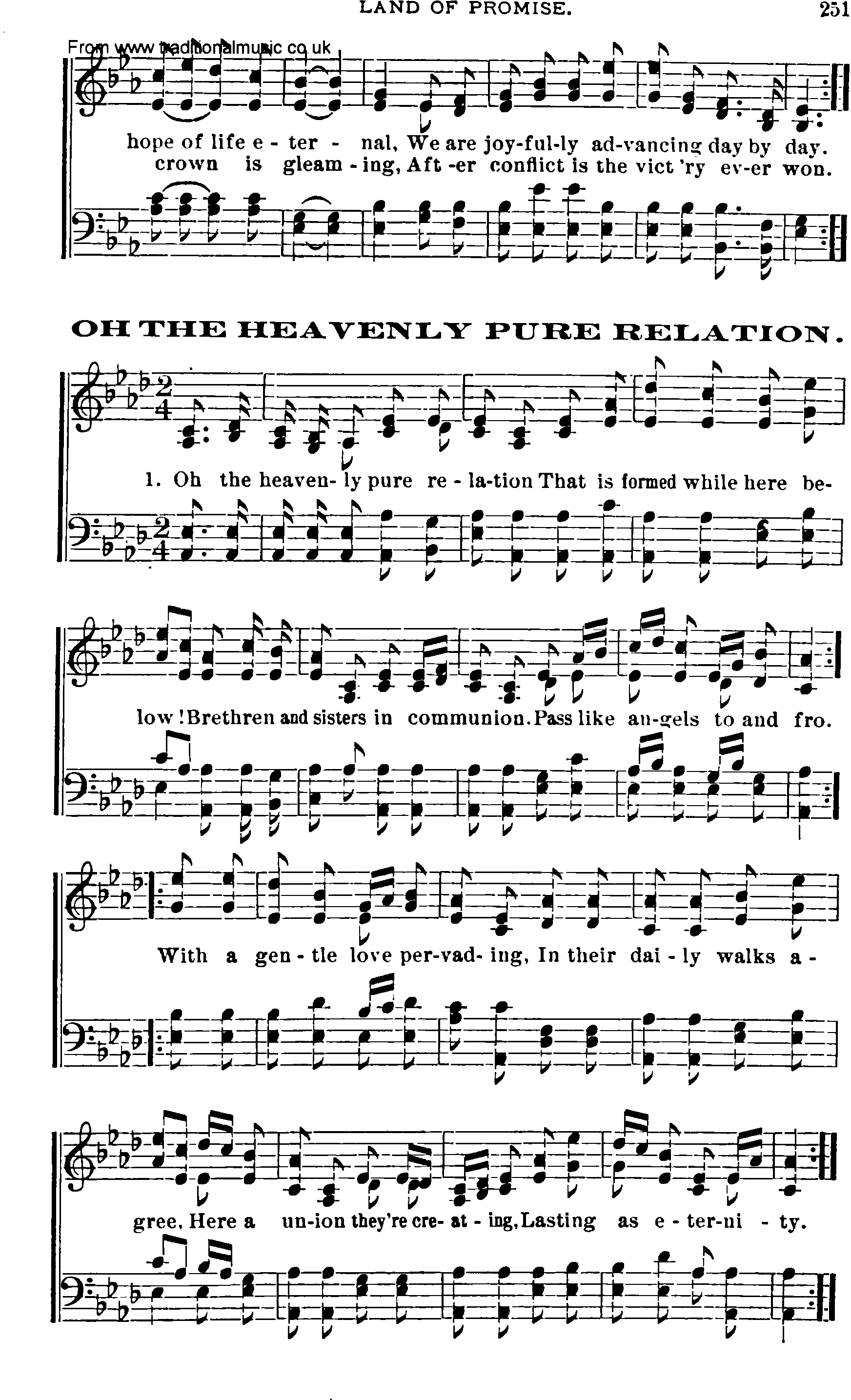 Shaker Music collection, Hymn: oh the heavenly pure relation, sheetmusic and PDF