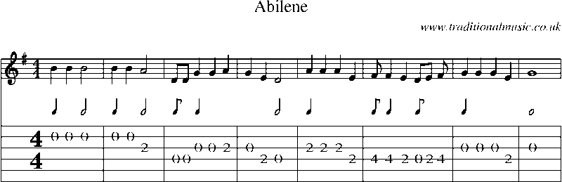 Guitar Tab and Sheet Music for Abilene