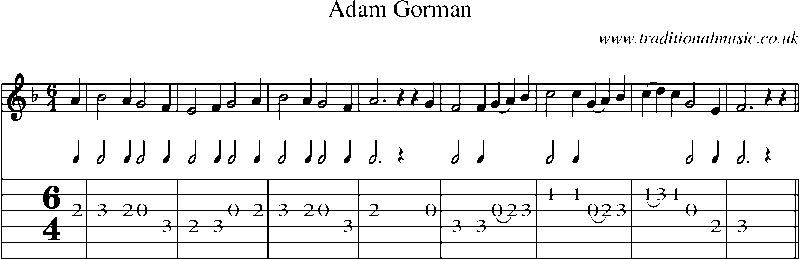 Guitar Tab and Sheet Music for Adam Gorman