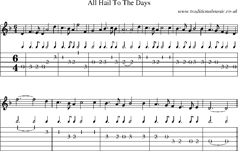 Guitar Tab and Sheet Music for All Hail To The Days