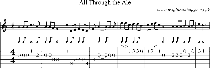 Guitar Tab and Sheet Music for All Through The Ale