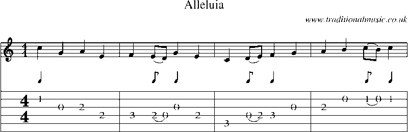 Guitar Tab and Sheet Music for Alleluia