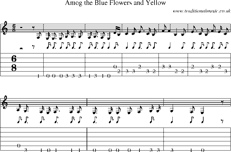 Guitar Tab and Sheet Music for Amog The Blue Flowers And Yellow