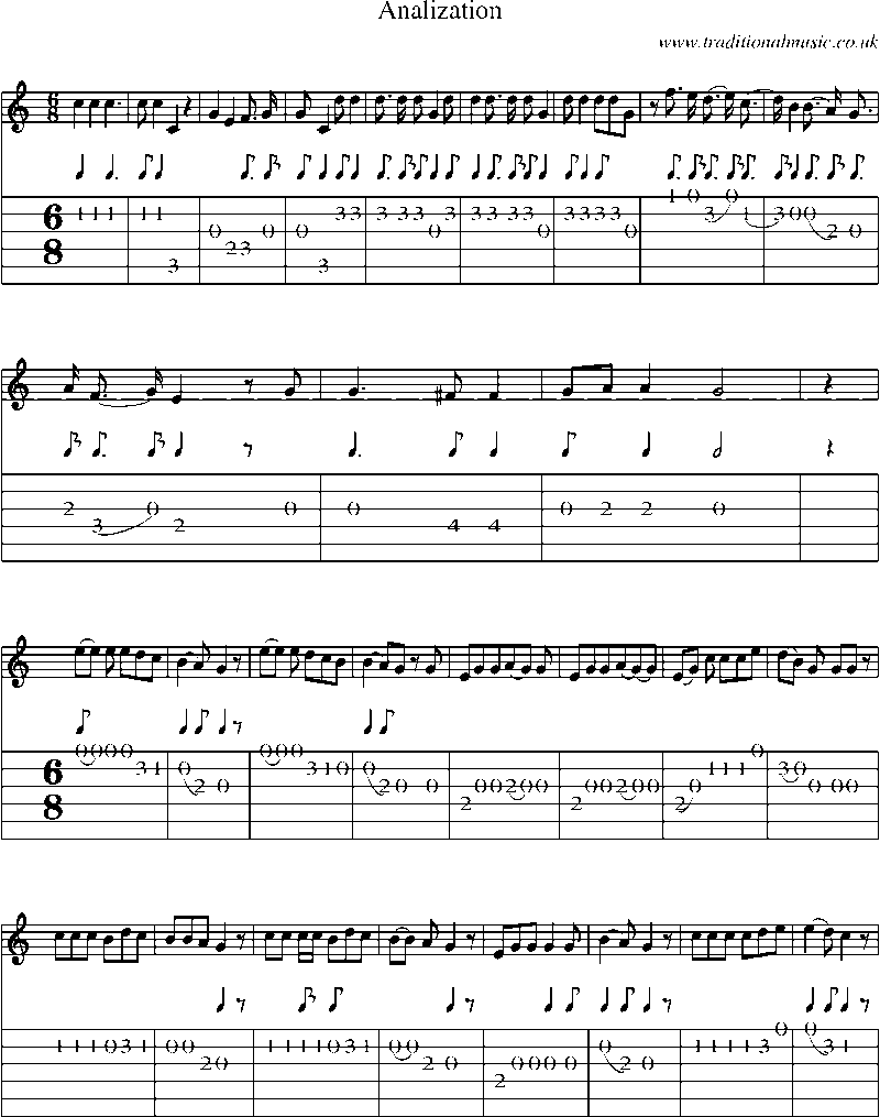Guitar Tab and Sheet Music for Analization