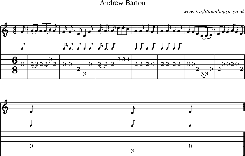 Guitar Tab and Sheet Music for Andrew Barton