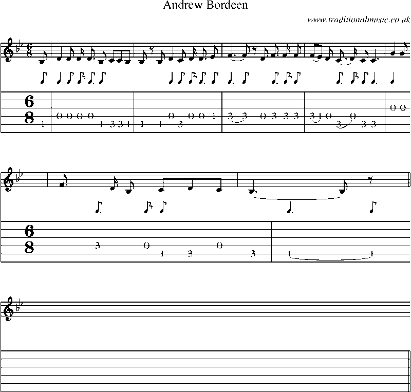 Guitar Tab and Sheet Music for Andrew Bordeen