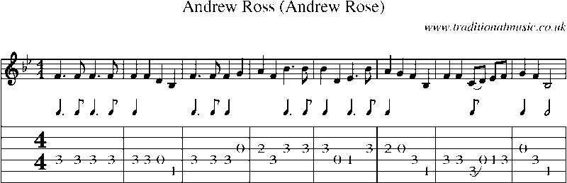 Guitar Tab and Sheet Music for Andrew Ross (andrew Rose)
