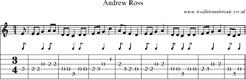 Guitar Tab and Sheet Music for Andrew Ross