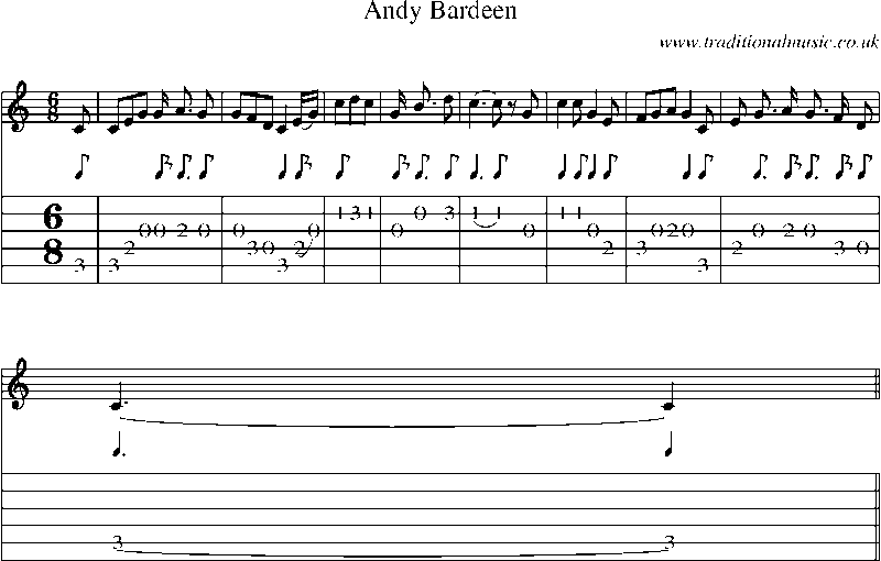Guitar Tab and Sheet Music for Andy Bardeen