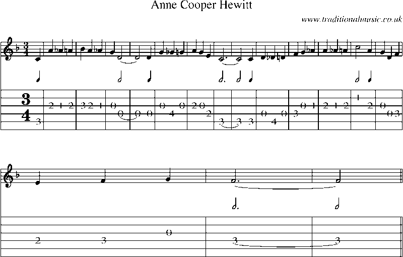 Guitar Tab and Sheet Music for Anne Cooper Hewitt