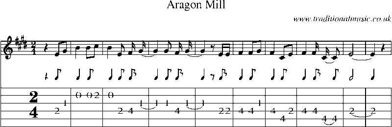 Guitar Tab and Sheet Music for Aragon Mill