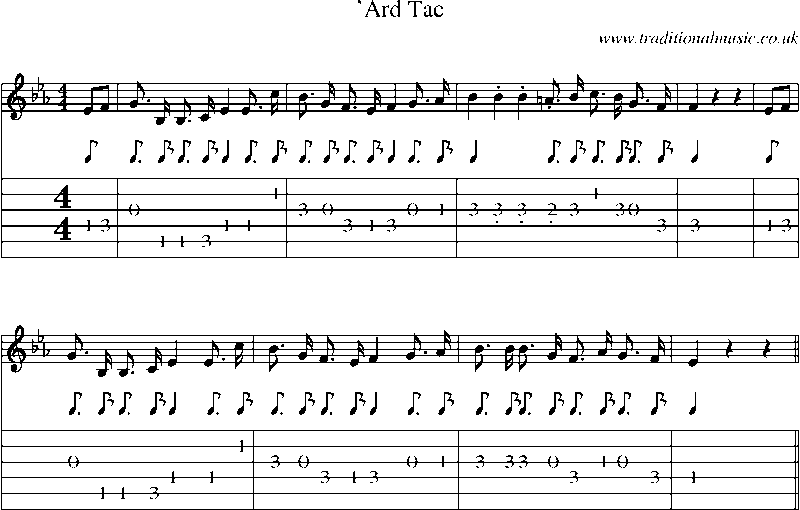 Guitar Tab and Sheet Music for Ard Tac1