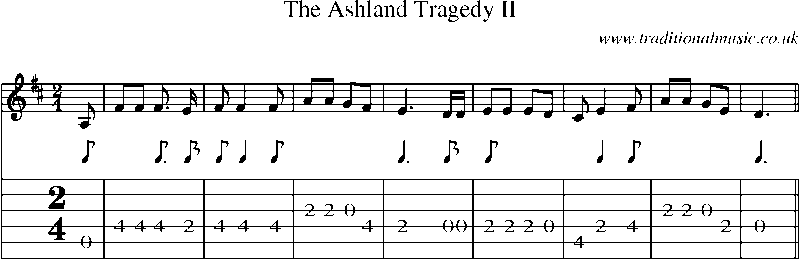 Guitar Tab and Sheet Music for The Ashland Tragedy Ii