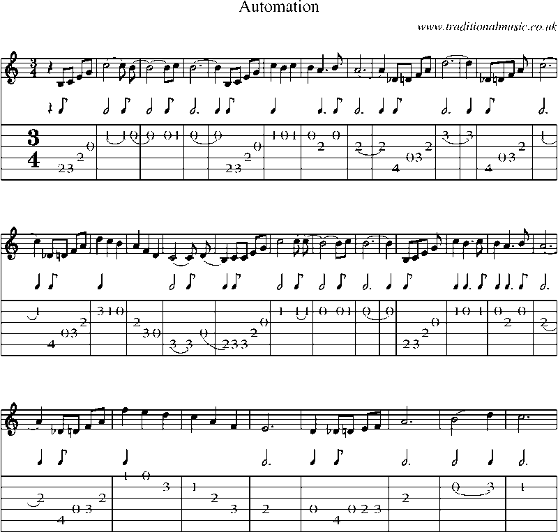 Guitar Tab and Sheet Music for Automation