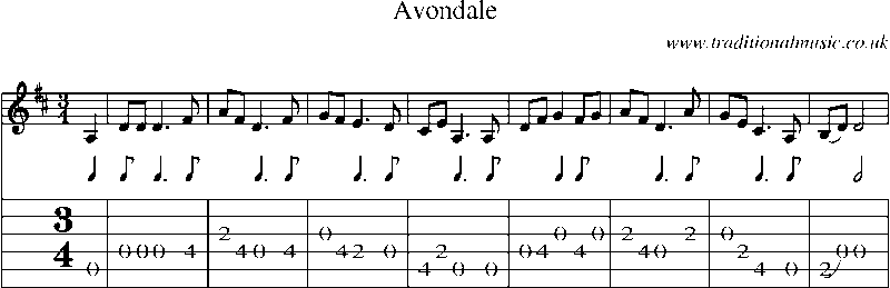 Guitar Tab and Sheet Music for Avondale