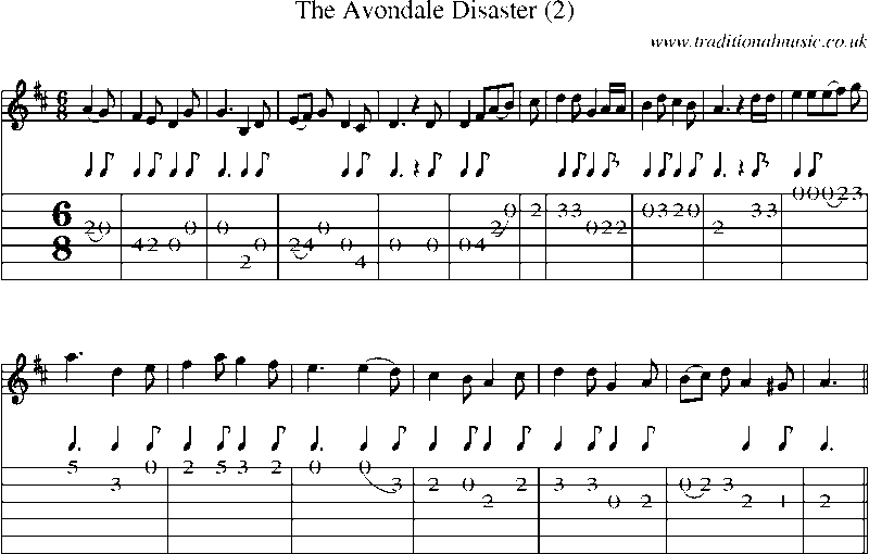 Guitar Tab and Sheet Music for The Avondale Disaster (2)