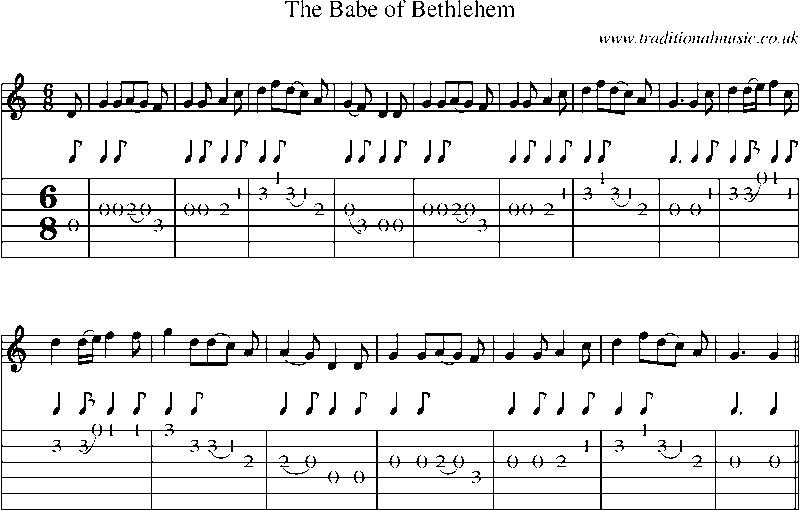 Guitar Tab and Sheet Music for The Babe Of Bethlehem