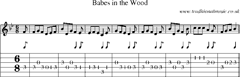 Guitar Tab and Sheet Music for Babes In The Wood1
