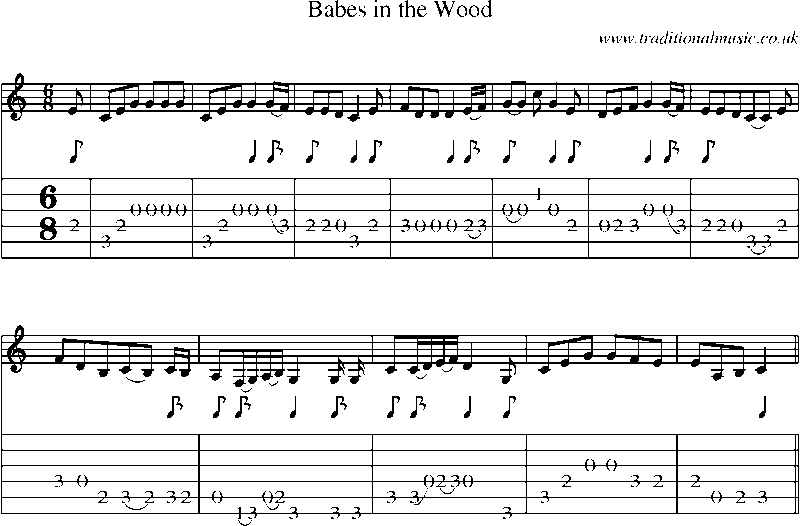 Guitar Tab and Sheet Music for Babes In The Wood2