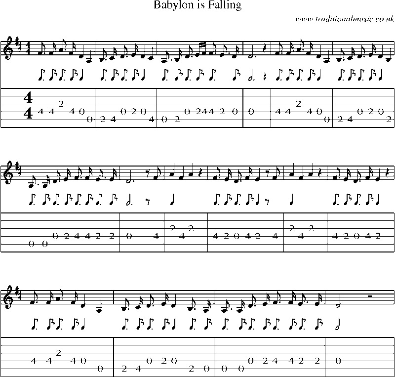 Guitar Tab and Sheet Music for Babylon Is Falling