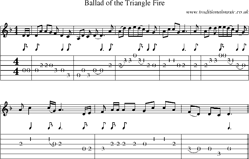 Guitar Tab and Sheet Music for Ballad Of The Triangle Fire