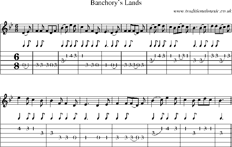Guitar Tab and Sheet Music for Banchory's Lands1
