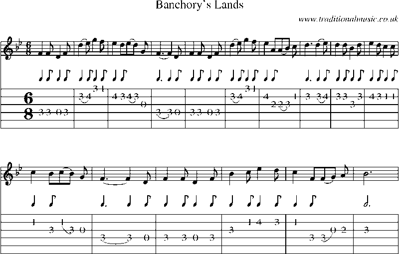 Guitar Tab and Sheet Music for Banchory's Lands2