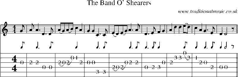 Guitar Tab and Sheet Music for The Band O' Shearers