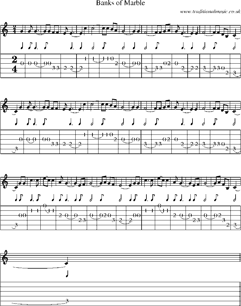 Guitar Tab and Sheet Music for Banks Of Marble