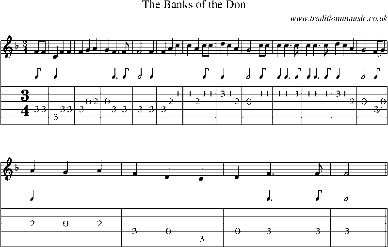 Guitar Tab and Sheet Music for The Banks Of The Don
