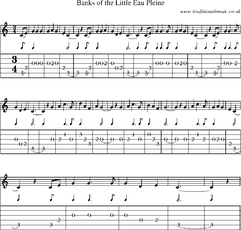 Guitar Tab and Sheet Music for Banks Of The Little Eau Pleine