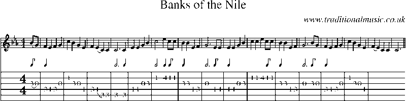 Guitar Tab and Sheet Music for Banks Of The Nile