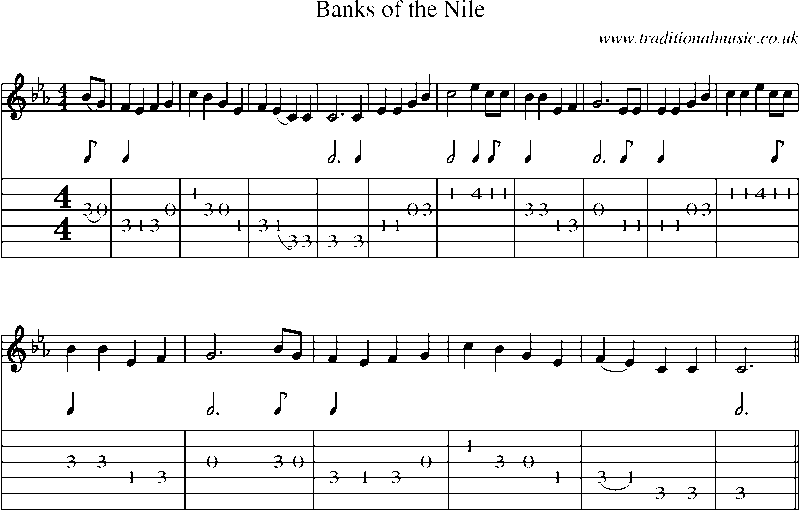 Guitar Tab and Sheet Music for The Banks Of The Nile