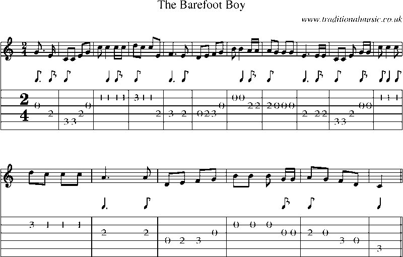 Guitar Tab and Sheet Music for The Barefoot Boy