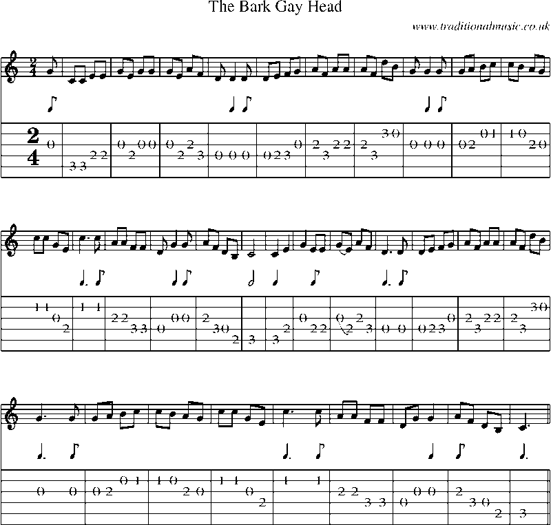 Guitar Tab and Sheet Music for The Bark Gay Head