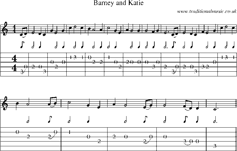 Guitar Tab and Sheet Music for Barney And Katie