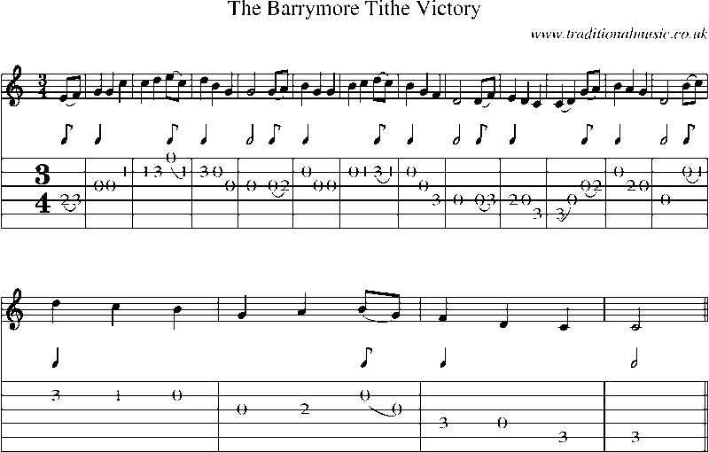 Guitar Tab and Sheet Music for The Barrymore Tithe Victory
