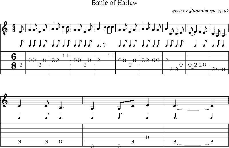 Guitar Tab and Sheet Music for Battle Of Harlaw