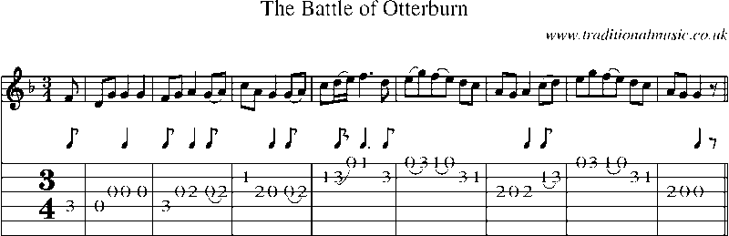Guitar Tab and Sheet Music for The Battle Of Otterburn(1)