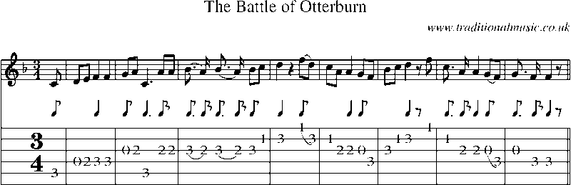 Guitar Tab and Sheet Music for The Battle Of Otterburn