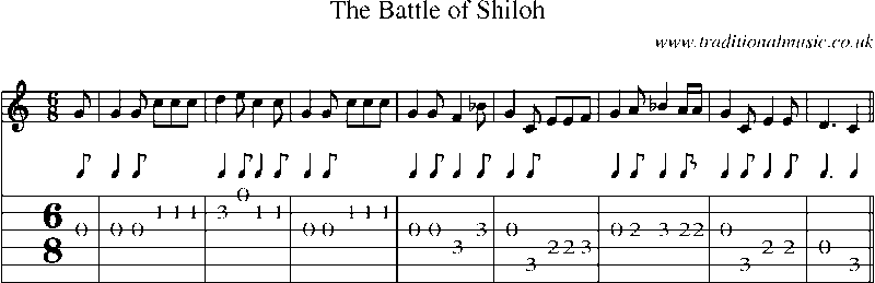 Guitar Tab and Sheet Music for The Battle Of Shiloh
