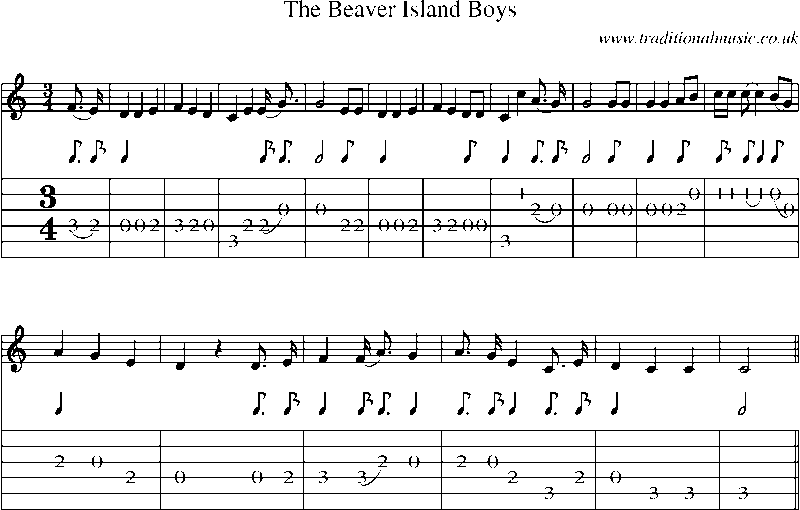 Guitar Tab and Sheet Music for The Beaver Island Boys