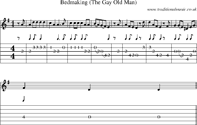 Guitar Tab and Sheet Music for Bedmaking (the Gay Old Man)