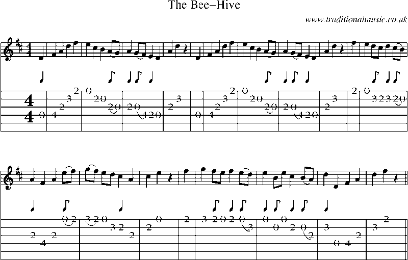 Guitar Tab and Sheet Music for The Bee-hive