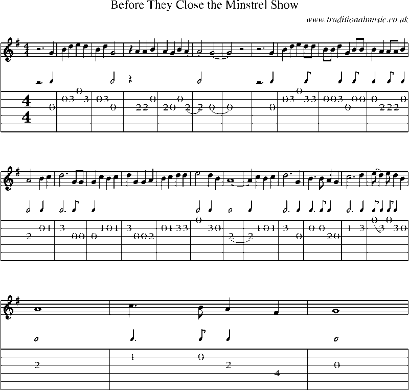 Guitar Tab and Sheet Music for Before They Close The Minstrel Show