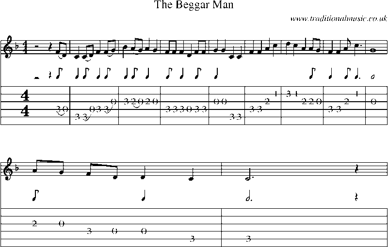 Guitar Tab and Sheet Music for The Beggar Man